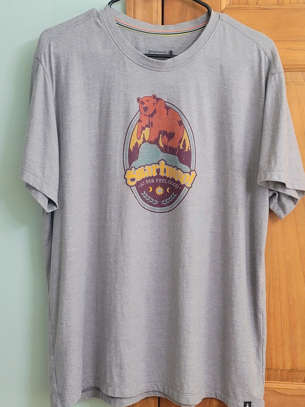 Smartwool Gray Short Sleeve Tee with Mountain Bear Graphic